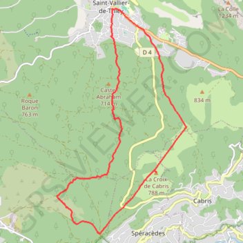 Itinéraire Croix de Cabris, circuit par le Puits d'Amon, distance, dénivelé, altitude, carte, profil, trace GPS