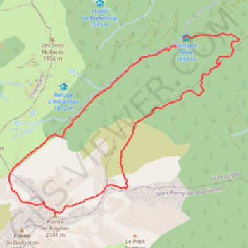 Itinéraire Le Rognier depuis Fontaine Noire, distance, dénivelé, altitude, carte, profil, trace GPS