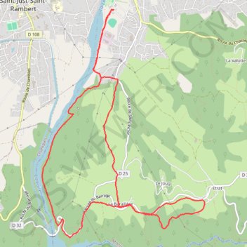 Itinéraire Saint Just sur loire grangent, distance, dénivelé, altitude, carte, profil, trace GPS