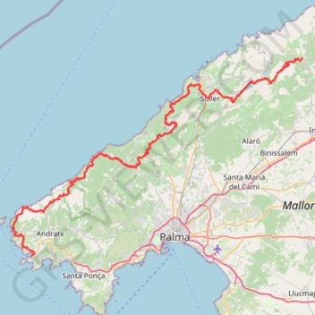 Itinéraire Majorque - GR221, distance, dénivelé, altitude, carte, profil, trace GPS