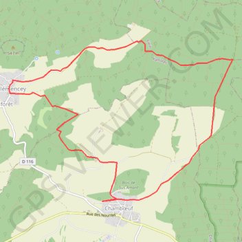Itinéraire Chamboeuf clemencey, distance, dénivelé, altitude, carte, profil, trace GPS