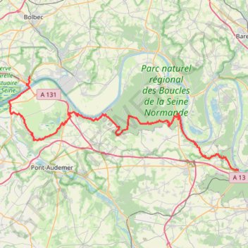 Itinéraire GR23 De La Bouille à Tancarville (Seine-Maritime), distance, dénivelé, altitude, carte, profil, trace GPS