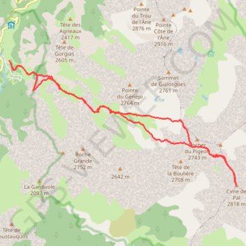 Itinéraire Cime de Pal, distance, dénivelé, altitude, carte, profil, trace GPS