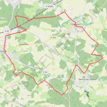 Itinéraire Dollon - Semur-en-Vallon - Lavaré - Nostalgie des Années, distance, dénivelé, altitude, carte, profil, trace GPS