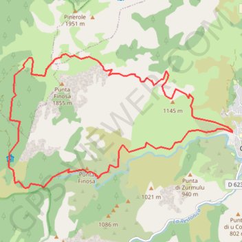 Itinéraire CORTE_1, distance, dénivelé, altitude, carte, profil, trace GPS