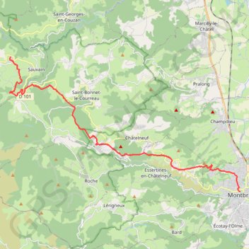 Itinéraire Dizangue - Montbrison, distance, dénivelé, altitude, carte, profil, trace GPS