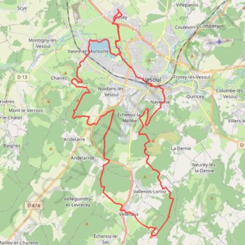 Itinéraire Navenne, Vellefaux, Chariez, distance, dénivelé, altitude, carte, profil, trace GPS