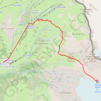 Itinéraire Marche d'approche au refuge Albert Premier, distance, dénivelé, altitude, carte, profil, trace GPS