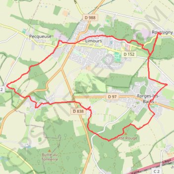 Itinéraire Limours - Forges, distance, dénivelé, altitude, carte, profil, trace GPS