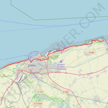 Itinéraire 1 Gravelines Sangatte, distance, dénivelé, altitude, carte, profil, trace GPS