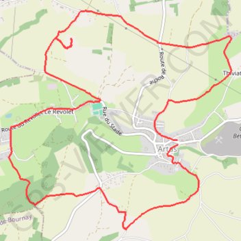 Itinéraire Artas (38), distance, dénivelé, altitude, carte, profil, trace GPS