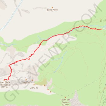 Itinéraire Soum Blanc de Sécugnat, distance, dénivelé, altitude, carte, profil, trace GPS