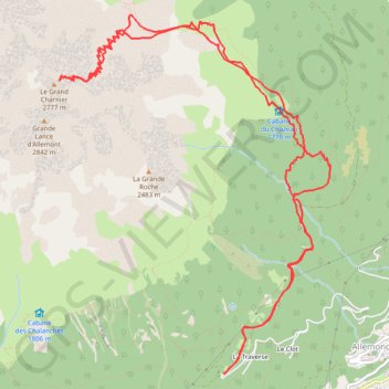 Itinéraire Grand Charnier d Allemont Couloir NE (Belledonne), distance, dénivelé, altitude, carte, profil, trace GPS