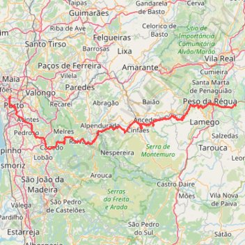 Itinéraire Etape 5 et 6 Armamar - Star Inn Porto-Porto, distance, dénivelé, altitude, carte, profil, trace GPS