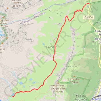 Itinéraire Lac blanc, massif des aiguilles rouge, distance, dénivelé, altitude, carte, profil, trace GPS