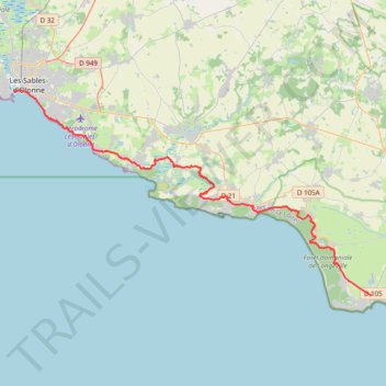 Itinéraire La Tranche-sur-Mer-Les Sables d'Olonne, distance, dénivelé, altitude, carte, profil, trace GPS