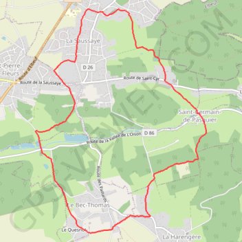 Itinéraire La Saussaye, distance, dénivelé, altitude, carte, profil, trace GPS