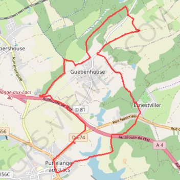 Itinéraire Circulaire Puttelange, distance, dénivelé, altitude, carte, profil, trace GPS