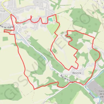 Itinéraire Course à pied en boucle depuis Lesve, distance, dénivelé, altitude, carte, profil, trace GPS