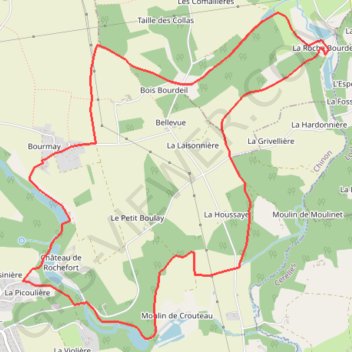 Itinéraire Circuit des étangs, entre Rouziers et Beaumont, distance, dénivelé, altitude, carte, profil, trace GPS