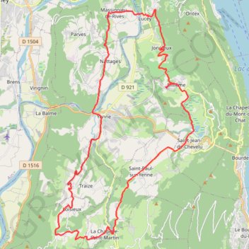 Itinéraire Billième-Vraisin-Lucey-Massigneu-Nattages-Yenne-Loisieux, distance, dénivelé, altitude, carte, profil, trace GPS