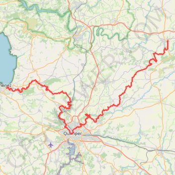 Itinéraire GR38 De Douarnenez à Châteauneuf-du-Faou (Finistère), distance, dénivelé, altitude, carte, profil, trace GPS