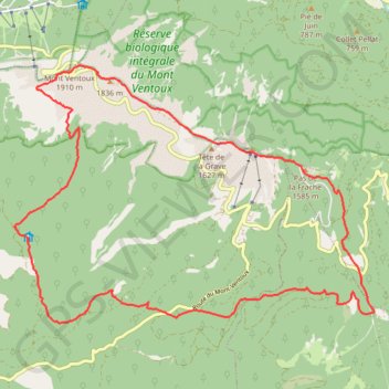 Itinéraire Le Mont Ventoux, distance, dénivelé, altitude, carte, profil, trace GPS