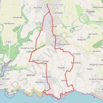 Itinéraire De Clohars à la Roche Percée, distance, dénivelé, altitude, carte, profil, trace GPS