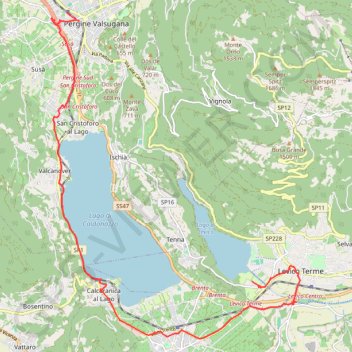 Itinéraire Pergine Valsugana Levico Terme, distance, dénivelé, altitude, carte, profil, trace GPS