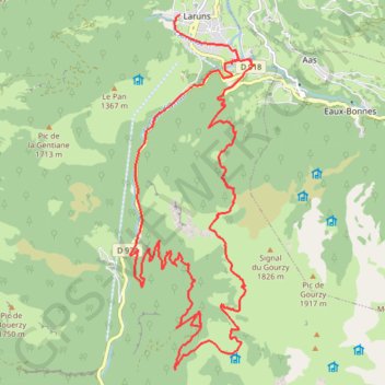 Itinéraire Laruns-Cambeilh-gourzy, distance, dénivelé, altitude, carte, profil, trace GPS