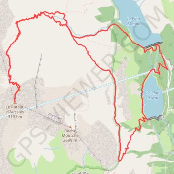 Itinéraire Râteau d'Aussois par le plateau du Mauvais Berger, distance, dénivelé, altitude, carte, profil, trace GPS