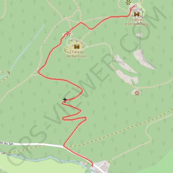 Itinéraire marche_Sherwiller-châteaux Ramstein & Ortenberg, distance, dénivelé, altitude, carte, profil, trace GPS