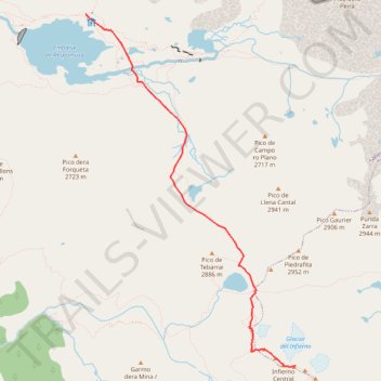 Itinéraire Respomuso - pics Enfer, distance, dénivelé, altitude, carte, profil, trace GPS