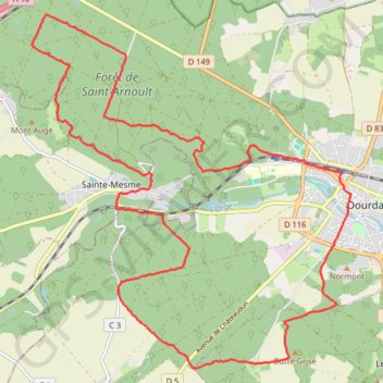 Itinéraire Rando Forêt de Dourdan, distance, dénivelé, altitude, carte, profil, trace GPS