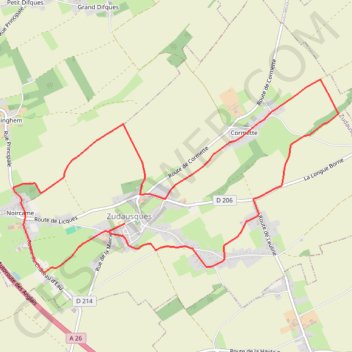 Itinéraire Circuit des hameaux - Zudausques, distance, dénivelé, altitude, carte, profil, trace GPS