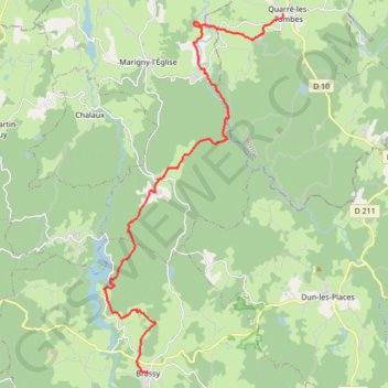 Itinéraire Circuit dans le Morvan Etape 3, distance, dénivelé, altitude, carte, profil, trace GPS