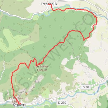Itinéraire Orpierre - Trescléoux, distance, dénivelé, altitude, carte, profil, trace GPS