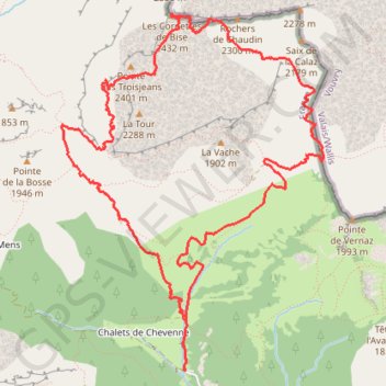 Itinéraire Les Cornettes de Bise par le sentier de Saix Rouquin, distance, dénivelé, altitude, carte, profil, trace GPS