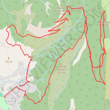 Itinéraire Petite boucle à Levens, distance, dénivelé, altitude, carte, profil, trace GPS