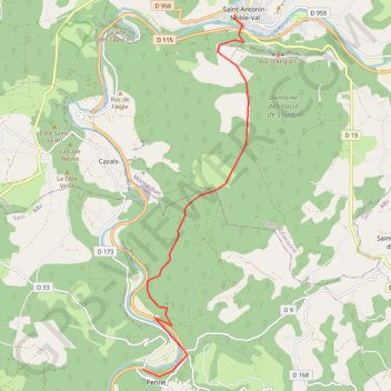 Itinéraire Penne - Saint antonin, distance, dénivelé, altitude, carte, profil, trace GPS
