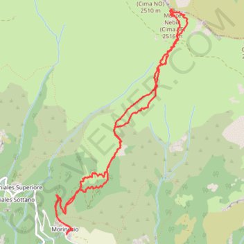 Itinéraire Monte Nebin, distance, dénivelé, altitude, carte, profil, trace GPS