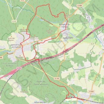 Itinéraire Étangs de Bonnelles, distance, dénivelé, altitude, carte, profil, trace GPS