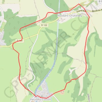 Itinéraire NOIDANT-CHATENOY, distance, dénivelé, altitude, carte, profil, trace GPS