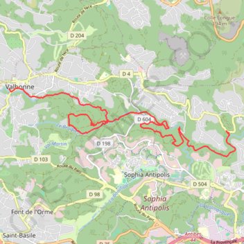 Itinéraire G1 & G2 LA BRAGUE - VALBONNE, distance, dénivelé, altitude, carte, profil, trace GPS