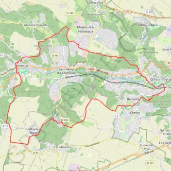 Itinéraire Gif-sur-Yvette Chevreuse, distance, dénivelé, altitude, carte, profil, trace GPS