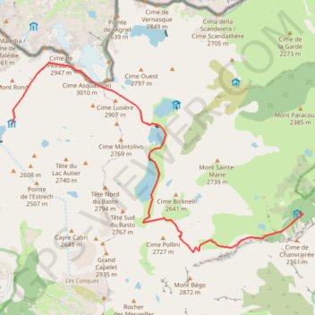 Itinéraire Randonnée refuges Nice - Fontalba, distance, dénivelé, altitude, carte, profil, trace GPS
