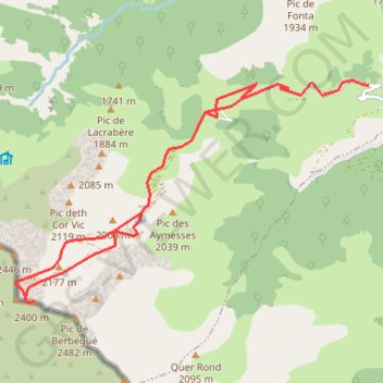 Itinéraire Tuc de Bignau depuis Lasserre, distance, dénivelé, altitude, carte, profil, trace GPS