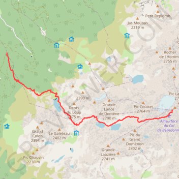 Itinéraire Rando à la Croix de Belledonne, distance, dénivelé, altitude, carte, profil, trace GPS