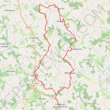 Itinéraire Circuit Haut Agenais - Castelnaud de Gratecambe, distance, dénivelé, altitude, carte, profil, trace GPS