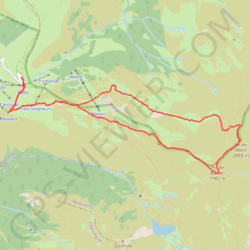 Itinéraire Raquettes au Pic de Barran et Pic du Mont, distance, dénivelé, altitude, carte, profil, trace GPS